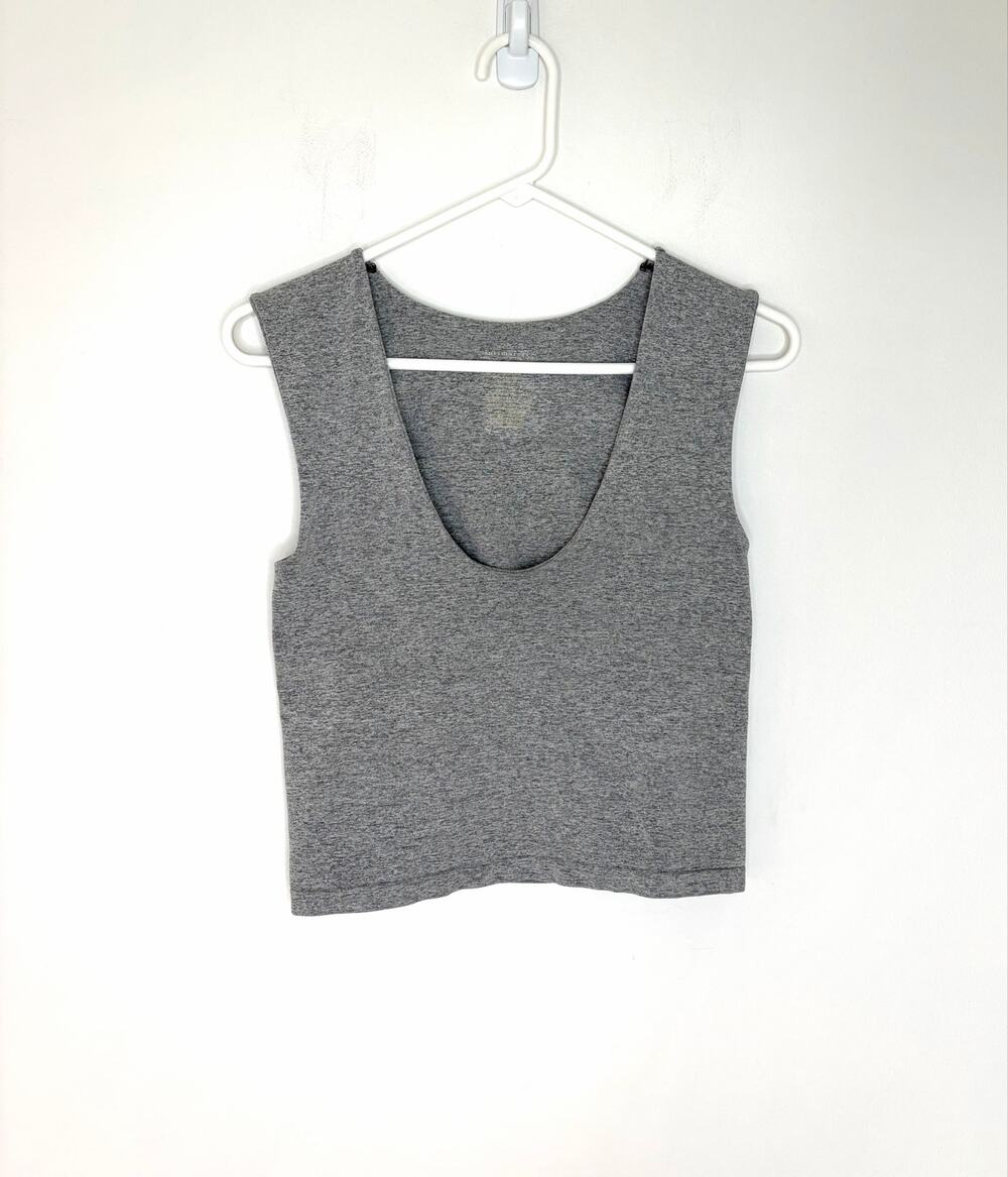 Intimately Free People Clean Lines Muscle Tank Top Sz M/L Heathered Gray Cropped
